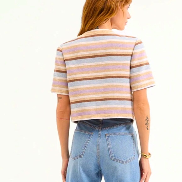 Veronica Beard NWT Wyatt Short-Sleeve striped Knit Jacket NEW size 12 - Picture 2 of 9